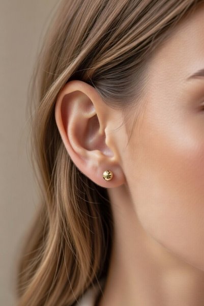 UKBA GOLD 8 Ayar Altın Kalemli Top Küpe (6 mm)
