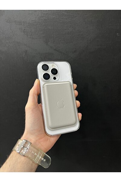 TEKNOLABTR Magsafe Mıknatıslı Kartlık Deri Cüzdan Gri