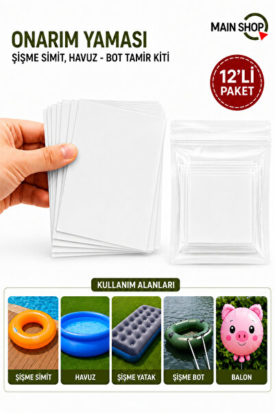 MAİN SHOP 12'li Onarım Yaması - Şişme Havuz, Bot ve Simit Tamir Kiti M-51