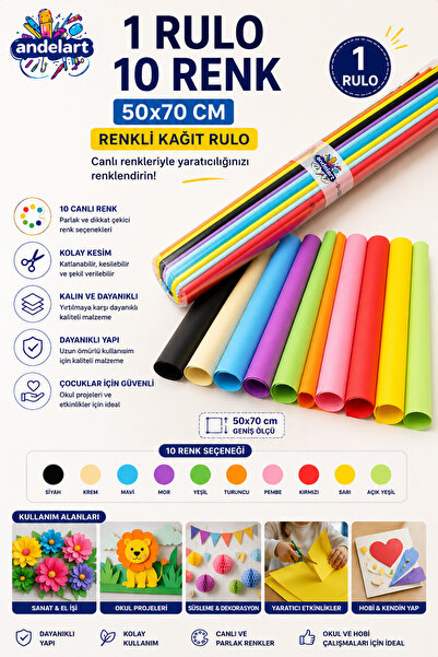 andelart 50x70 Cm Fon Kartonu 10 Renk Fon Kartonu