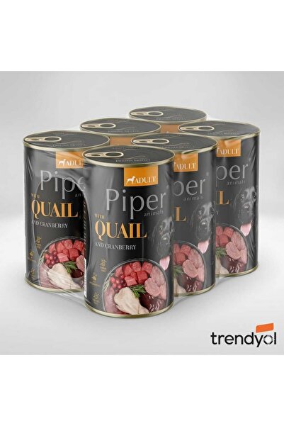 Piper Pack of 6 x Dog food with quail meat, for adults, 400g