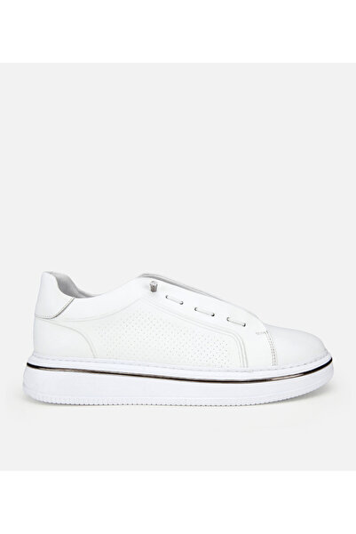 Hotiç Men's Leather White Metal Detailed Casual Shoes