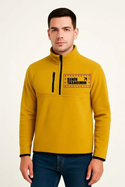Butik Front Fleece Sweater Mock Neck - Yellow