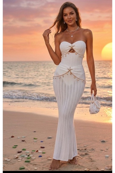 G&H UNDERWEAR Swimsuit Pareo Skirt Set with Sea Shells