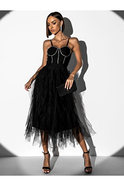 ADAMODA.RO Elegant tulle dress embellished with rhinestones