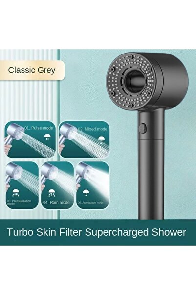 Choice1 Grey 5 Mode Adjustable Shower Head Rainfall Shower Large Flow Showerh...