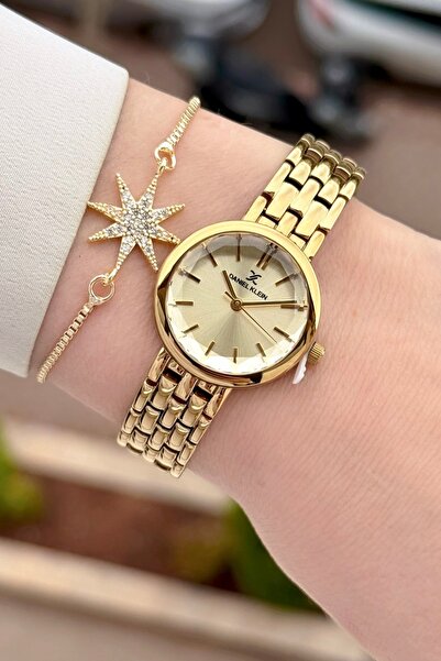 Daniel Klein Dial Yellow Strap Gold Color 25 mm 2 Year Warranty Women's Wrist...