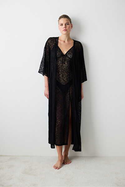 Penti Rochie neagră cu dantelă - 3 halate negre cu dantelă - 4 halate negre c...
