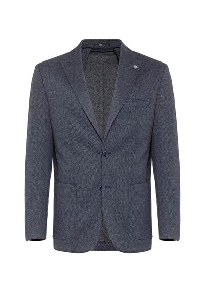 SÜVARİ Lacivert Slim Sivri Yaka Düz Torba Cep 6 Drop Klasik Ceket