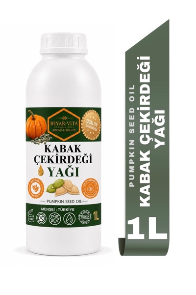 BEYARVİTA Kabak Çekirdeği Yağı 1 Litre - plastik bidon – Soğuk Sıkım – Plasti...