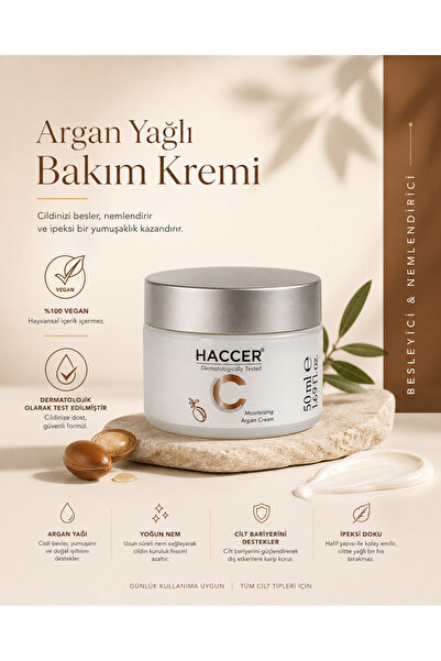 Haccer Argan Yağlı E Vitamini Bakım Kremi 50 ml