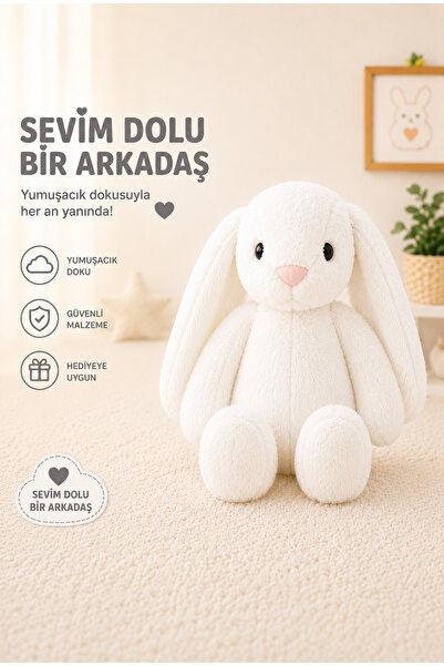 Işık kasabası 50 cm Uzun Kulak Uyku Arkadaşım Tavşan Yumuşacık Tüylü Peluş