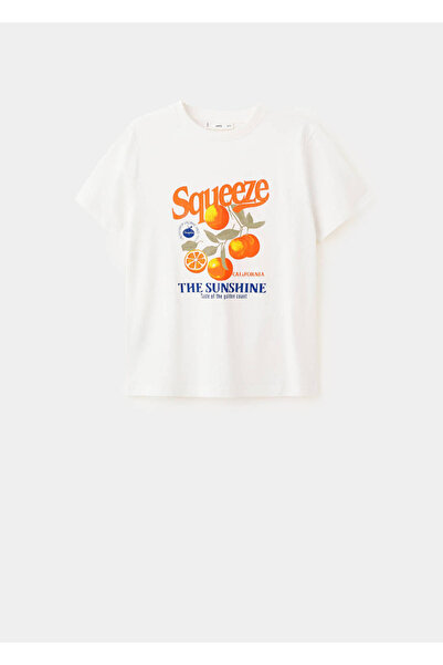 MANGO Woman Kayık desenli pamuklu tişört
