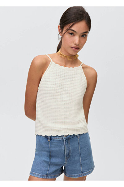 Mango Teen Düz kesim denim şort
