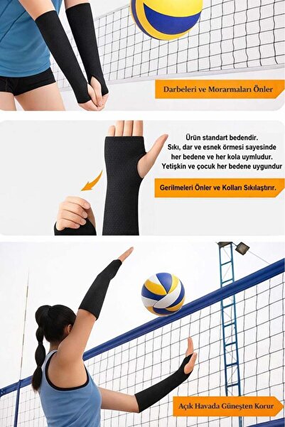Liggo Çift Voleybol Kolluğu Parmaklı Likralı Ellik Sporcu Kolluğu