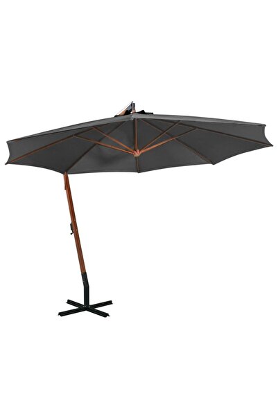 Concept Umbrelă suspendată cu stâlp, antracit, 3,5x2,9 m, lemn brad