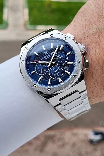 Daniel Klein Kadranı Lacivert Kordonu Gümüş Renk 44,5 Mm Hediye Paketli İç Gö...