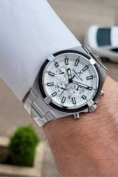 Daniel Klein Silver Renk 44 Mm 24 Ay Garantili Göstergeleri Aktif Erkek Kol S...