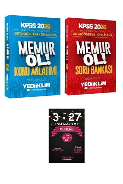 Anka Yayınları Yediiklim 2026 KPSS Lise Ortaöğretim Ön Lisans MEMUR OL Konu+Soru