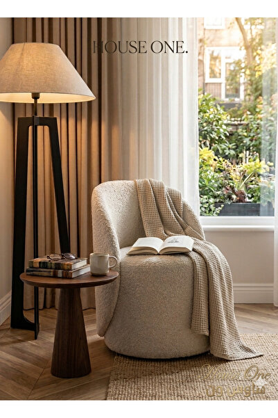 House One Side Chair|swedish wood and Bouclee - Light Beige