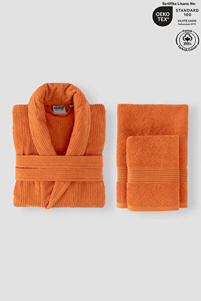 Ellaline Set halate de baie cu dungi 100% bumbac certificat 3 piese Set halat...