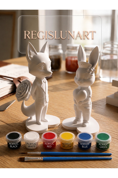 Regislunart Sevgililere Özel Date Kalp Stantlı Kendin Boya 3D Figür Seti – Ti...