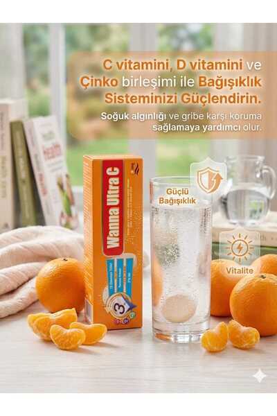 Ultra C-üçlü Etki C Vitamini D Vitamini Çinko Efervesan 15 Tablet
