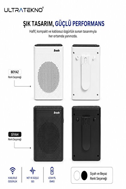 ULTRATEKNO Kablosuz Mikrofonlu Rehber Amfisi 3" Subwoofer Hoparlör Bluetooth Fm Usb Tf Kart Destekli Hoparlör