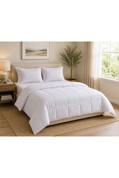 HOME AURAA SOMNIA 100% COTTON QUEEN COMFORTER-3 PCS SET-WHITE
