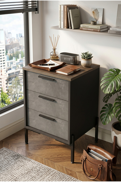 Vista C Office Caisson Metal Pedestal Coffee-concrete-anthracite Vs3-cga