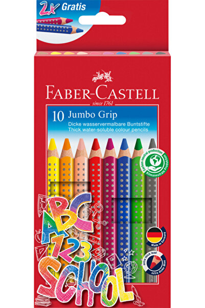 Faber Castell Set de creioane colorate promoționale cu prindere jumbo, 10 cul...