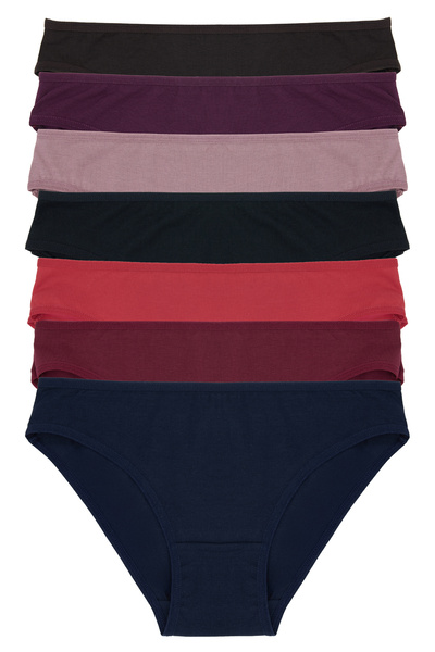 Nicoletta Chiloți de damă, pachet de 7, material elastic bumbac bordeaux