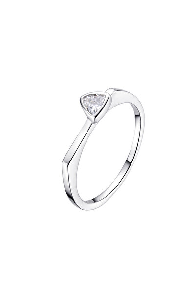 Lisa&Co. Inel Argint Triangle Stone 56 mm / Argint placat cu rodiu / Zircon alb