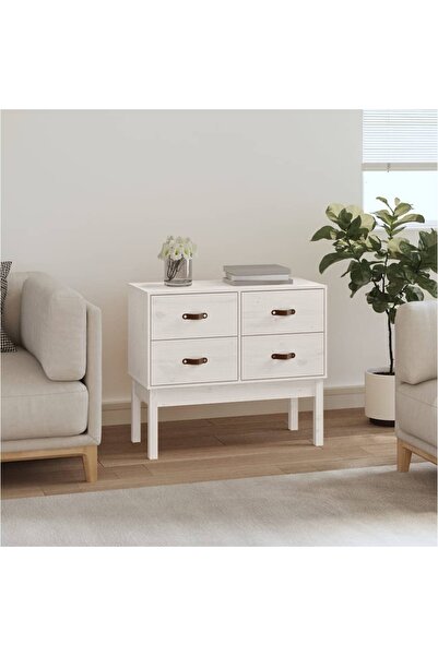 Concept Dulap consolă, Alb, 90x40x78 cm, lemn masiv de pin