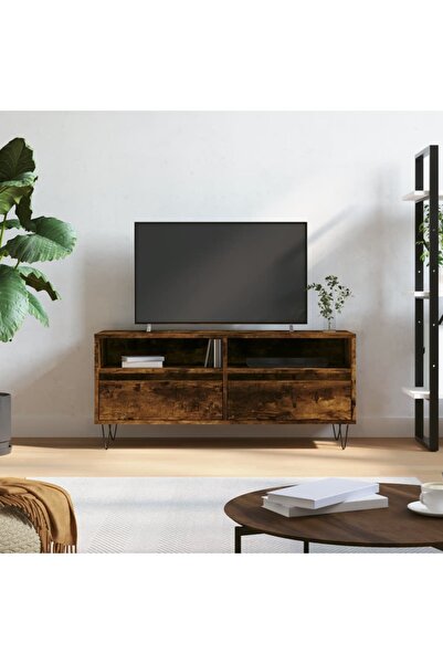 Concept Comodă TV, stejar fumuriu, 100x34,5x44,5 cm, lemn prelucrat