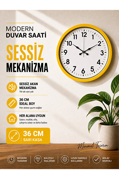 KOLAYEV Modern Wall Clock 30 cm Silent Mechanism Decorative Minimal Design