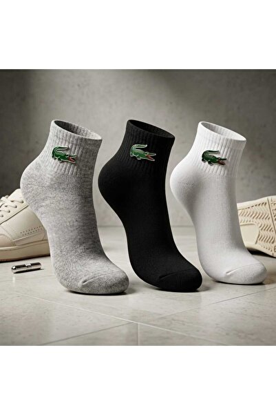 NoNameStore7 LACOSTE-Men's socks, ankle length, 3 pairs, White, Grey, Black, ...