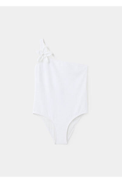 MANGO Kids Kabartma çiçekli asimetrik mayo