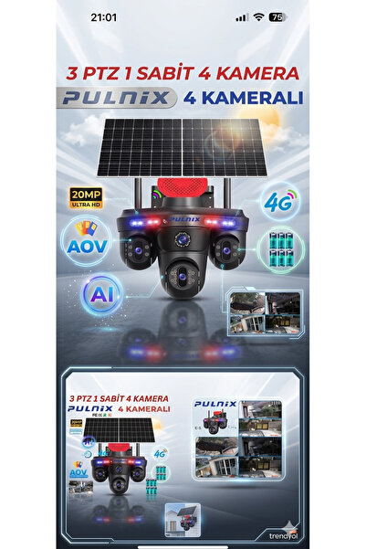 Pulnix 4 KAMERALI 3 PTZ SOLAR KAMERA 4G AOV TEKNOLOJİSİ 7/24 SÜREKLİ KAYIT 6015