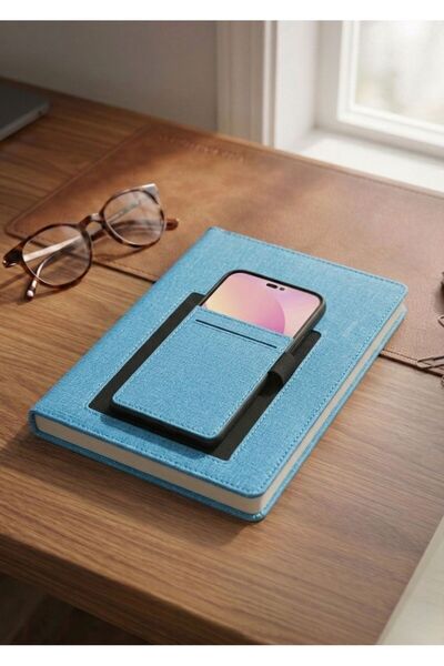 Mr.Notebook Kişiye Özel İsim Yazılı Mavi Telefon Kılıflı ve Kartlıklı Çizgili...