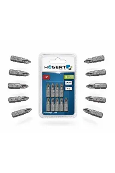 Hogert Set de 10 biți de șurubelniță, HT1S317, PZ2, 25 mm, oțel S2