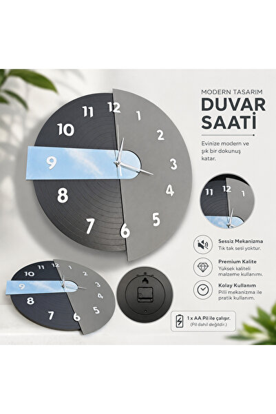 Nixar Desing Bozcali Duvar Saati, Rustik Duvar Saati,43cm Sessiz Saat,Ahşap Duvar Saat, Dekoratif Saat, Wall Clock