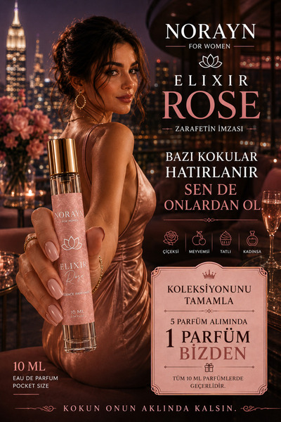 norayn Elixir Rosé Feromon Özlü Büyüleyici Gül Esanslı İz Bırakan Kalıcı Kadı...