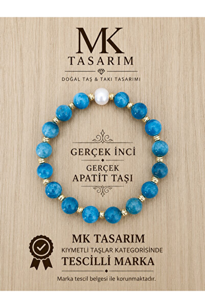 MK tasarım Genuine Pearl Apatite Stone Bracelet Mk.7000.813- Comfort-Peace-En...
