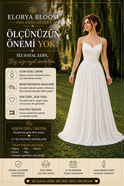 ÖZEL DİKİM DRAPELİ ASKILI ŞİFON ELBİSESİ ELENA