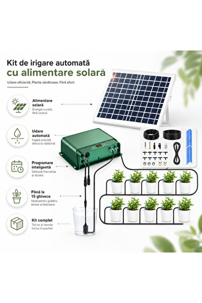 Onlinecom Storetail Offers Kit irigare solară automată pentru plante, pompă u...