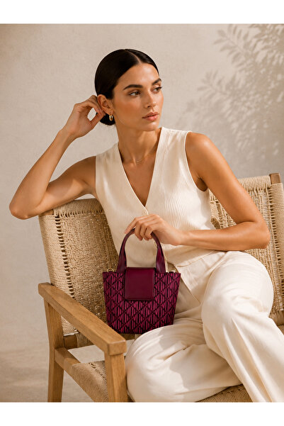 MEC BAG&CO Monogram Desen Bordo El ve Omuz Çantası