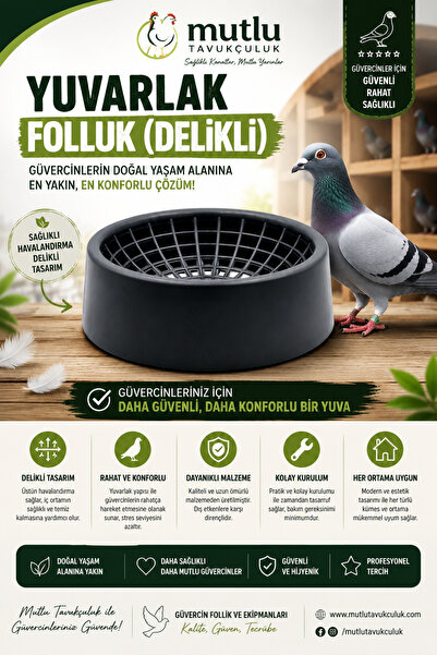MUTLU TAVUKÇULUK Folluk Güvercin Folluğu Delikli Oval 1 Adet Plastik Yumurtal...