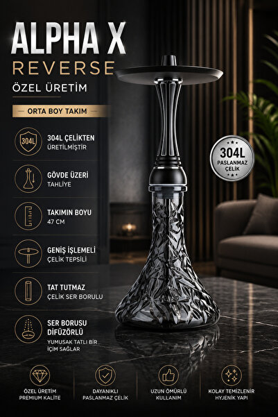 perfectmegastore ALPHA X REVERSE Orta Boy Çelik Nargile Takımı – 304L Çelik, ...