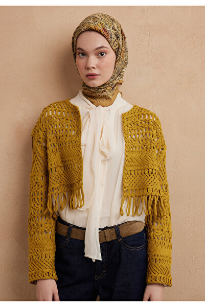 Freshscarfs Βαμβακερό μεταξωτό μαντήλι με σχέδιο Hesperia, αντίκα κίτρινο